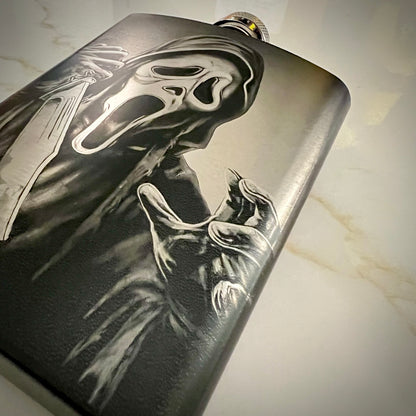 Flask - Ghostface II 8oz (includes funnel) Stainless Steel Scream Design 2