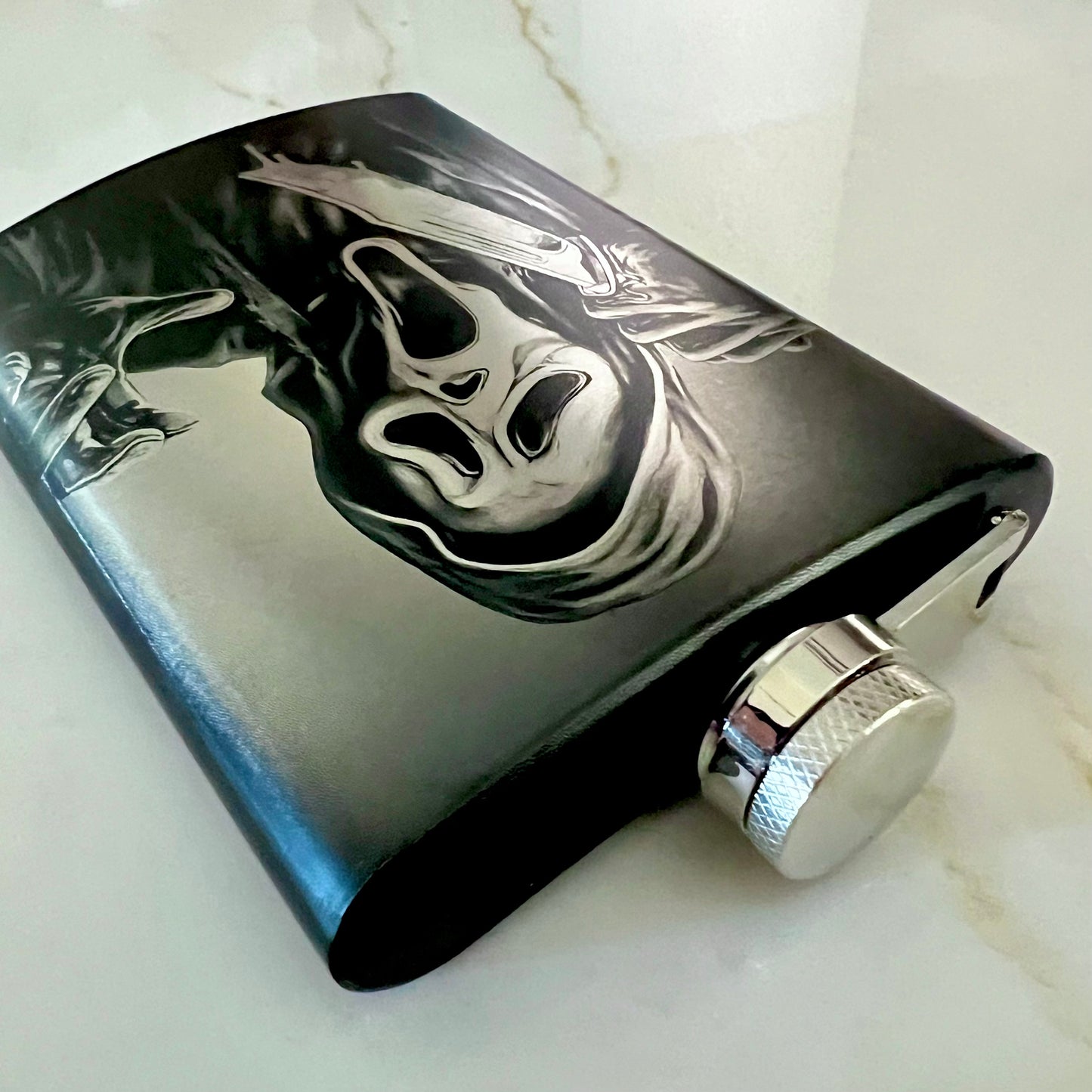 Flask - Ghostface II 8oz (includes funnel) Stainless Steel Scream Design 2