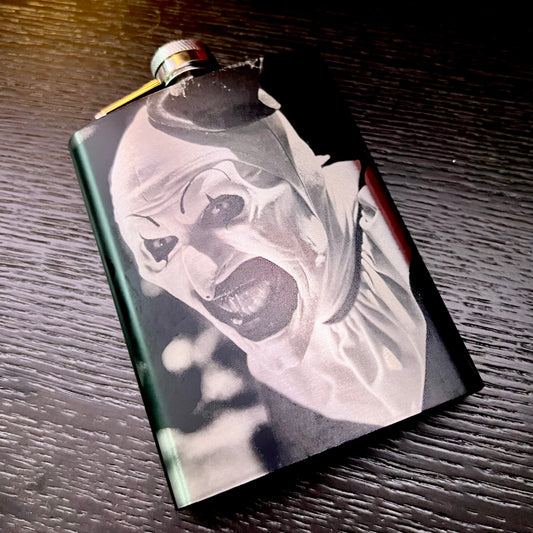 Flask - Art the Clown 8oz (includes funnel) Stainless Steel Terrifier Design 2