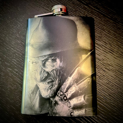 Flask - Freddy Krueger 8oz (includes funnel) Stainless Steel Nightmare on Elm Street