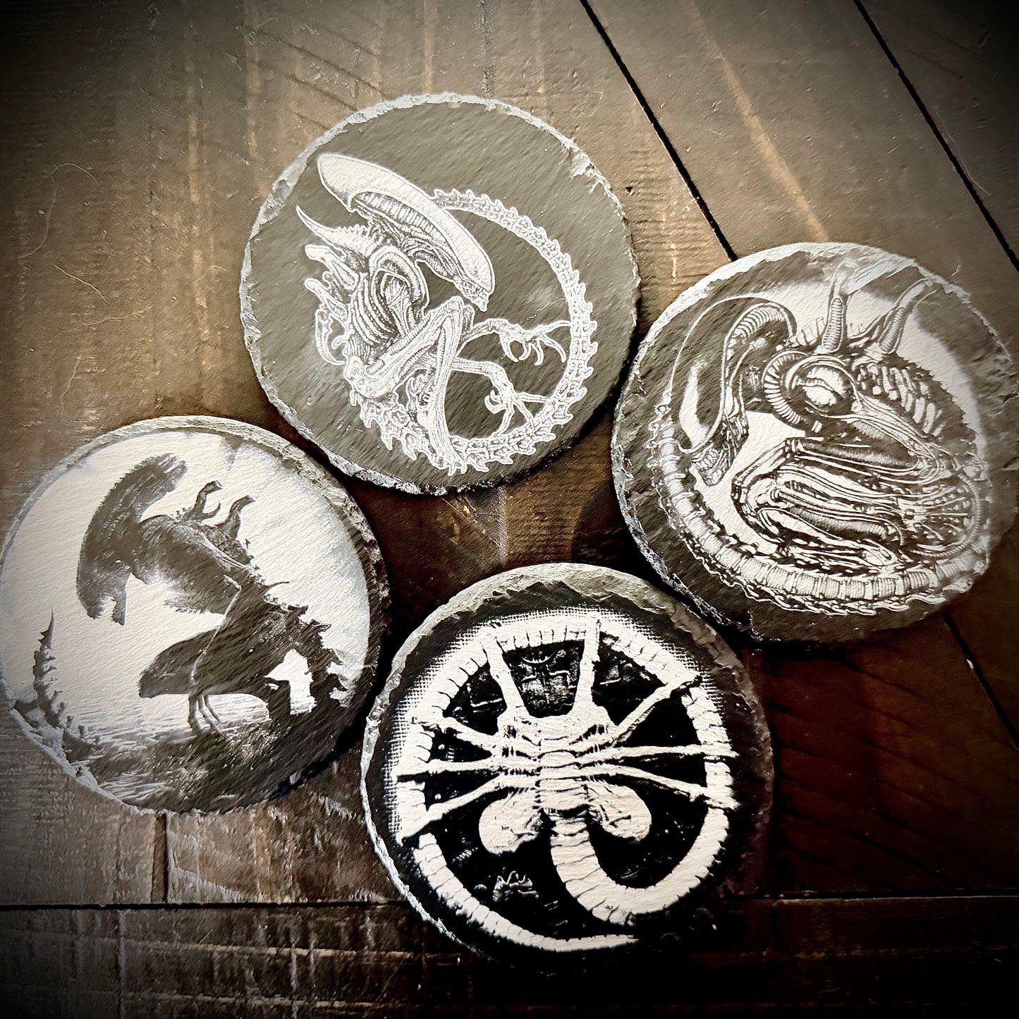 Coaster Set - Alien Xenomorph Engraved on Slate (Set of four)
