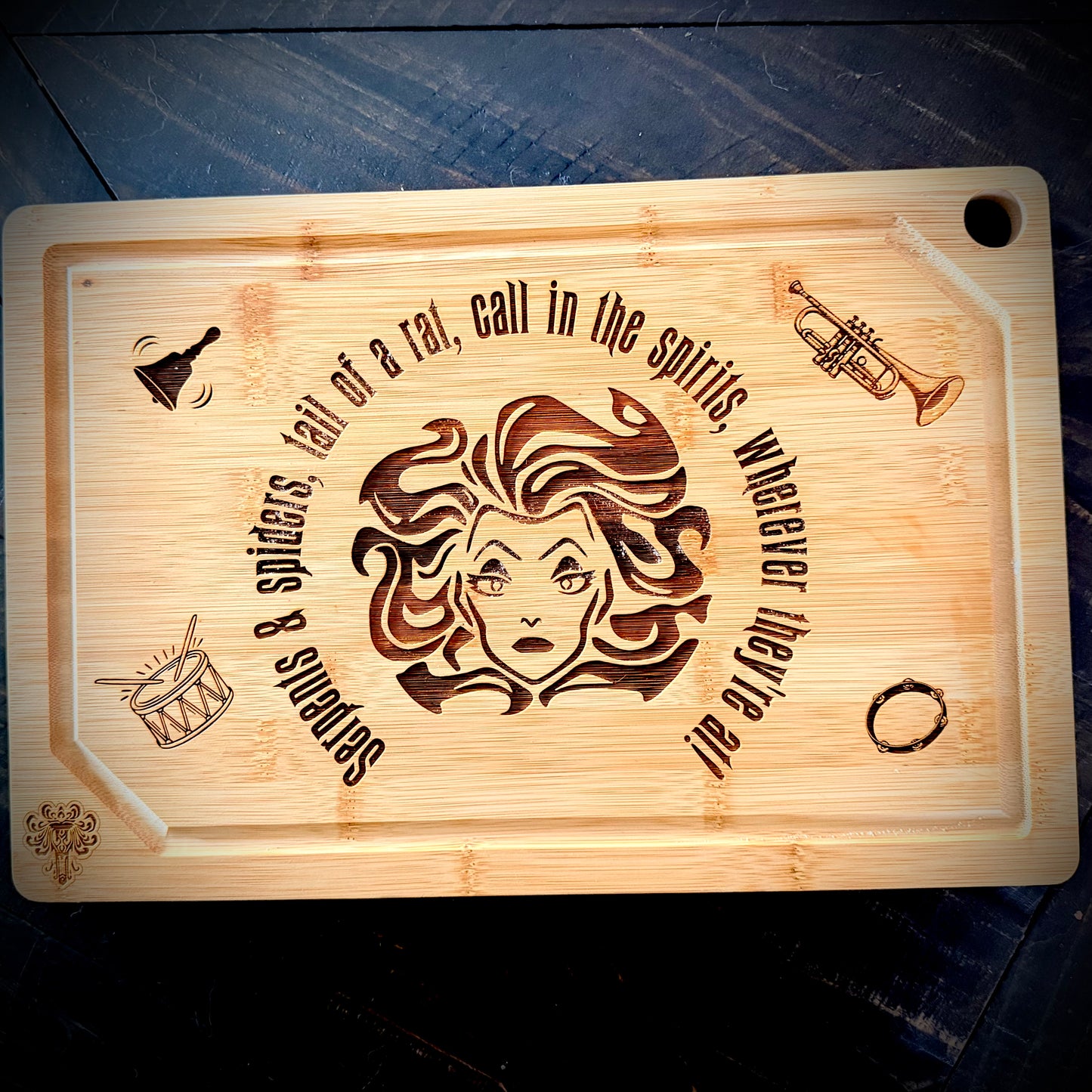 Cutting / Charcuterie Board - Madame Leota engraved on heavy duty bamboo Haunted Mansion