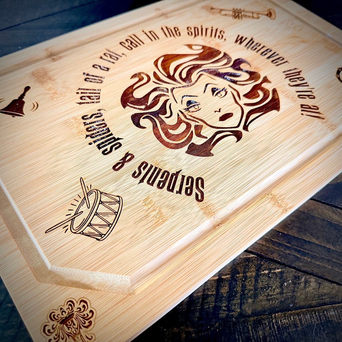 Cutting / Charcuterie Board - Madame Leota engraved on heavy duty bamboo Haunted Mansion