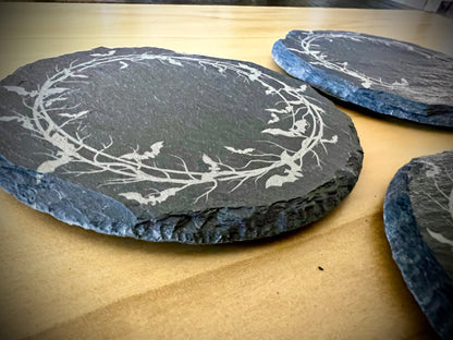 Coaster Set - Ring of bats engraved on slate (Set of 4)
