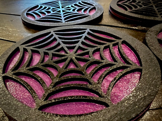 Coaster Set - 3D Spider Web Design 4" round