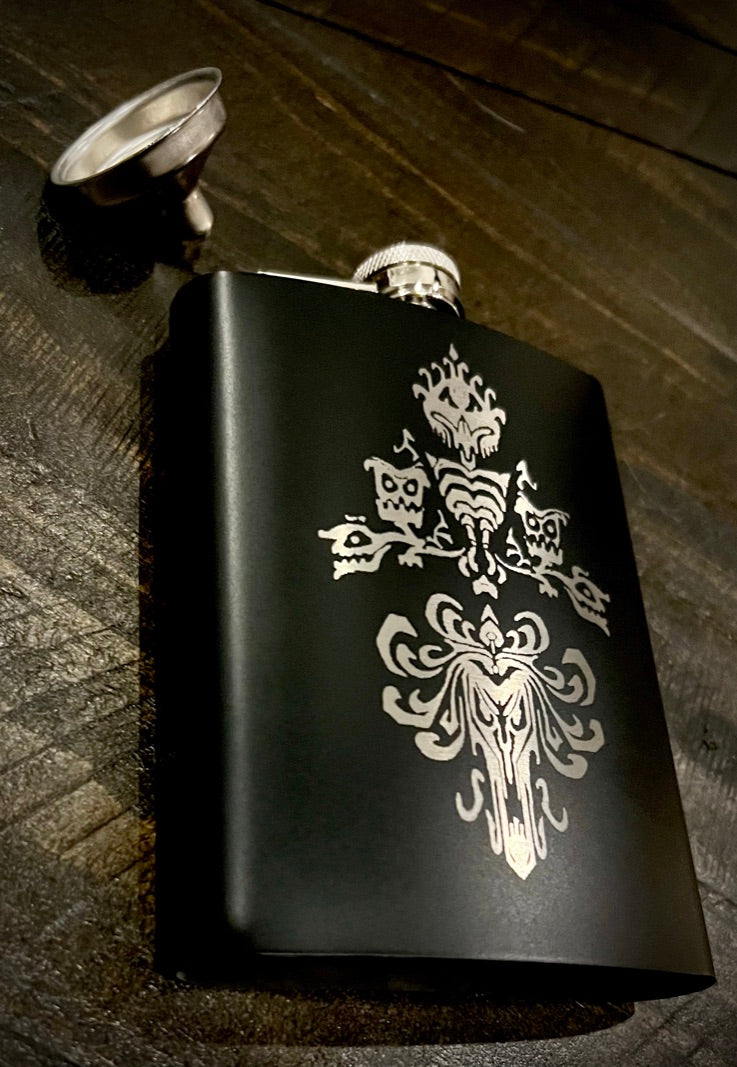 Flask - Haunted Wallpaper 8oz (includs funnel)Stainless Steel
