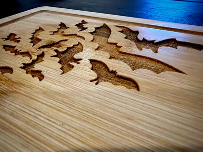 Charcuterie Board - Bats!  Engraved on Bamboo