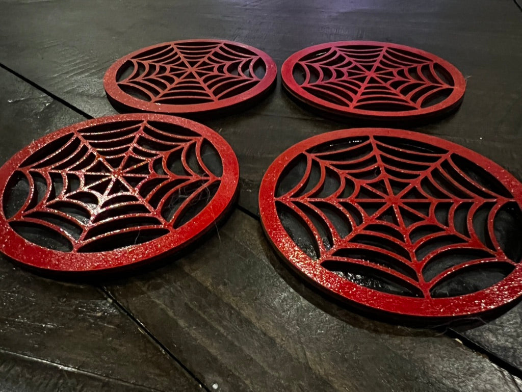 Coaster Set - 3D Spider Web Design 4" round