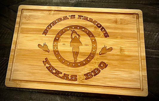Cutting Board - Bubba's BBQ engraved on bamboo