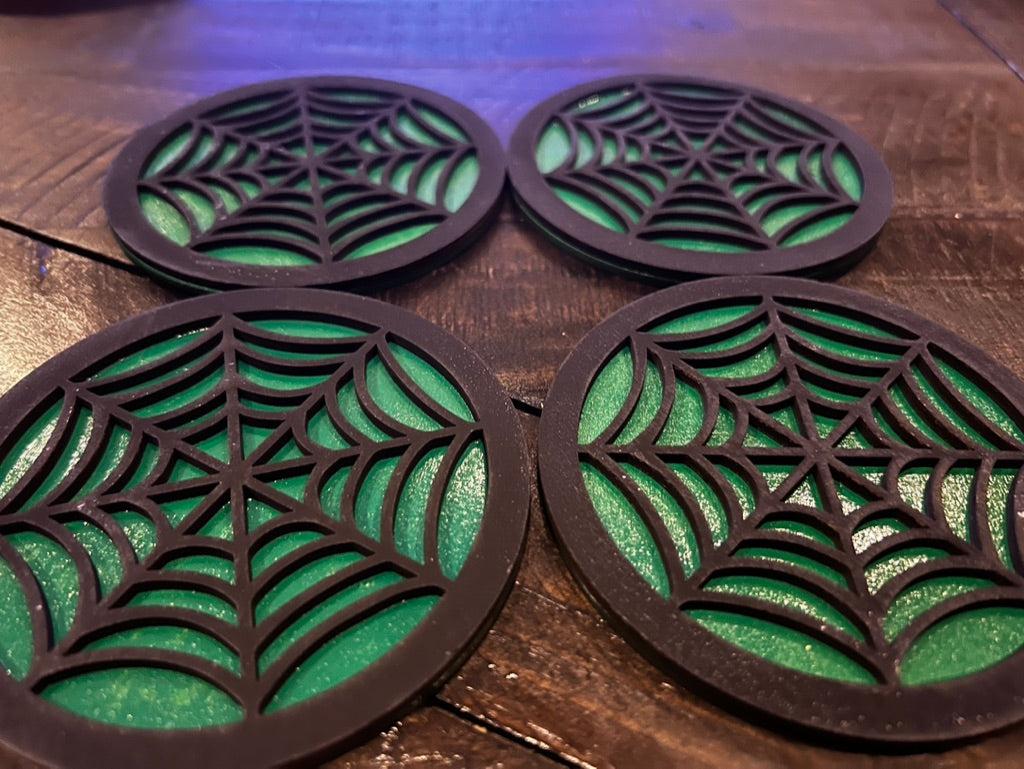 Coaster Set - 3D Spider Web Design 4" round