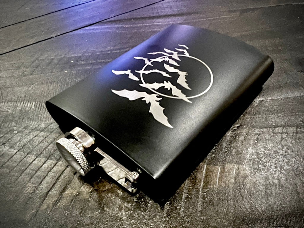 Flask - Bats & Moon 8oz (includes funnel) Stainless Steel