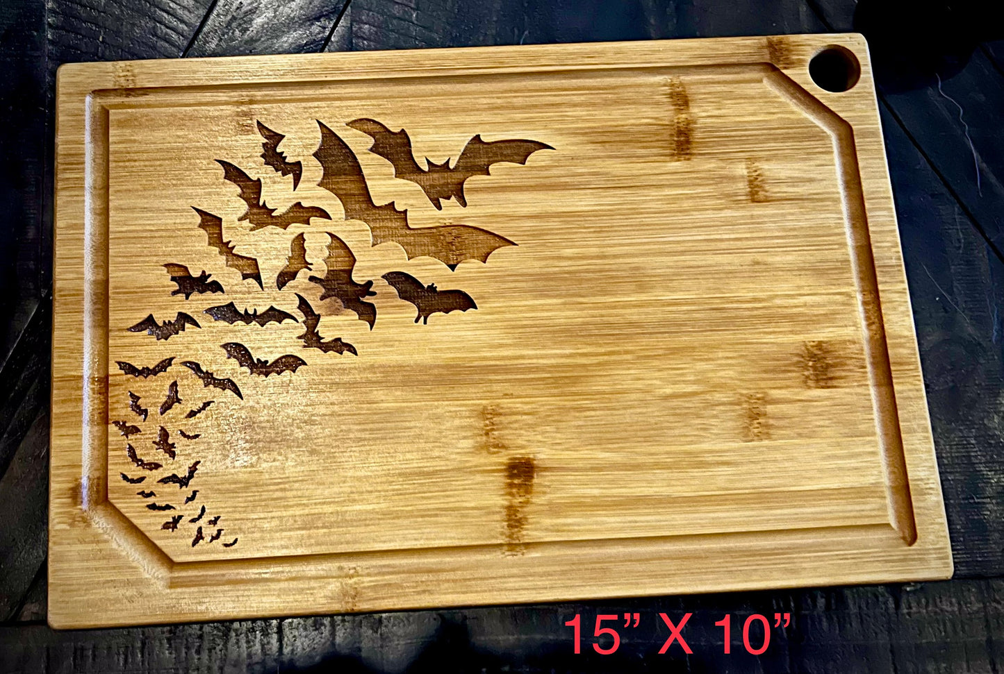 Charcuterie Board - Bats!  Engraved on Bamboo