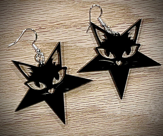 Earrings - Catagram on Black Acrylic