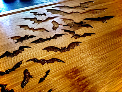 Charcuterie Board - Bats!  Engraved on Bamboo