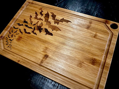 Cutting / Charcuterie Board - Bats!  Engraved on Bamboo