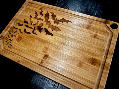 Charcuterie Board - Bats!  Engraved on Bamboo